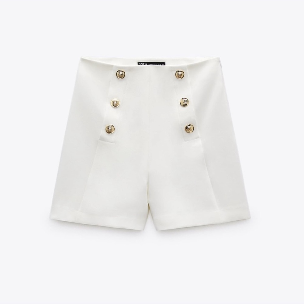 Zara White High Waist Women's Shorts M - Picture 2 of 6